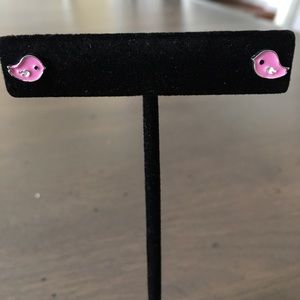 Sterling Silver Enamel Stud Earrings Bird